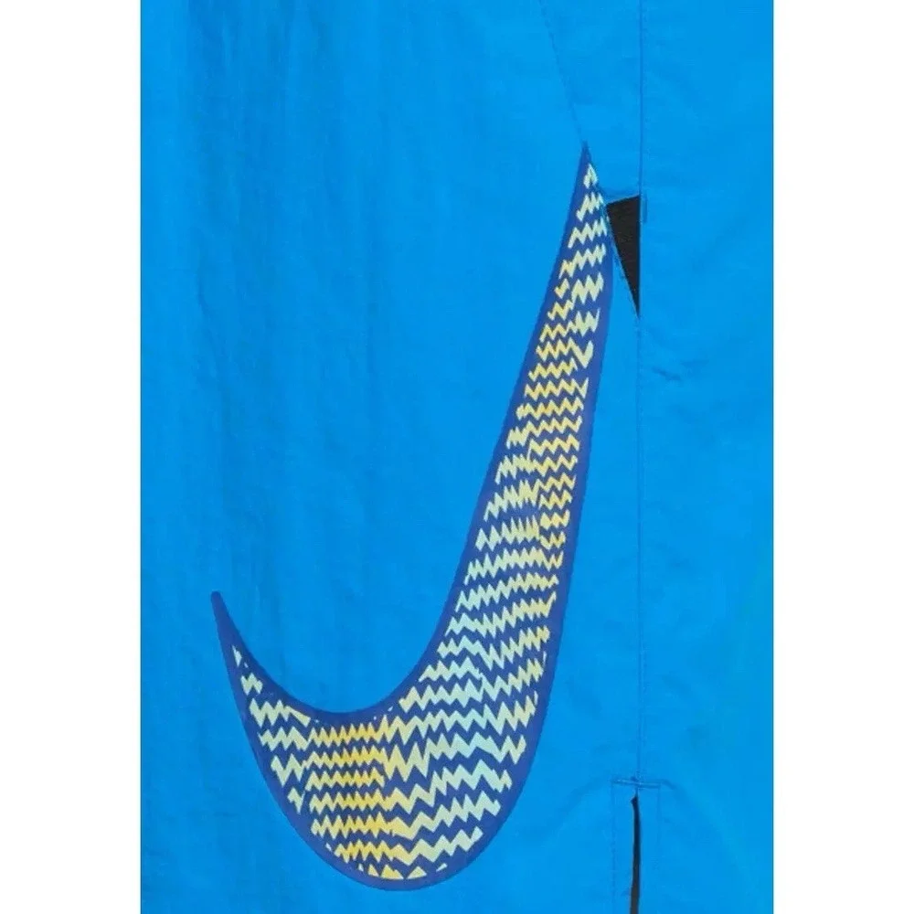 Nike Mens‎ Blue Volley Swim Shorts Large Graphic Swoosh Trunks